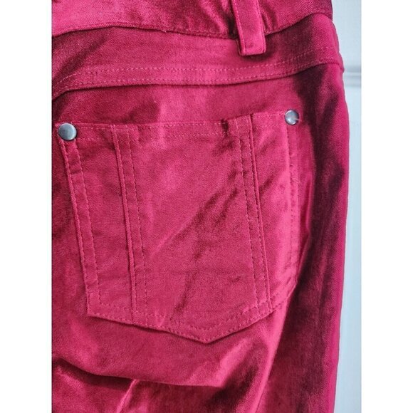 Alice + Olivia Low Rise Slim Fit Red Velvet Pants 10 - Picture 6 of 9
